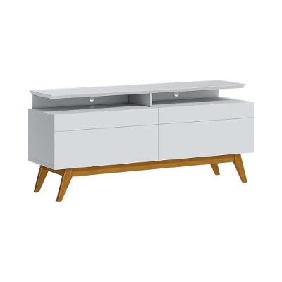 Rack Bancada 2 Gavetas Com Nicho 146cm Amy Branco Acetinado