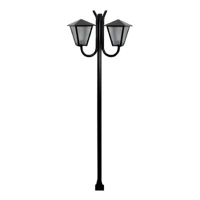 Poste Braço Luminária Romana Dupla Preto 300cm