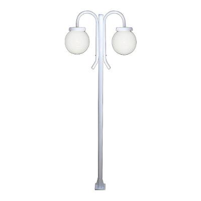 Poste Luminária Globo G Duplo Braço Baixo Branco 200cm