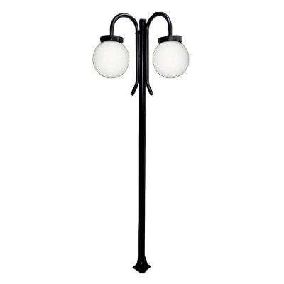 Poste Luminária Globo G Duplo Braço Baixo Preto 200cm