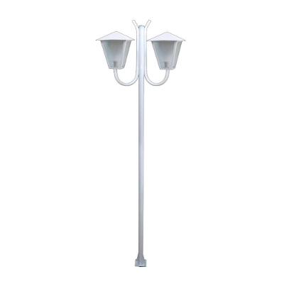 Poste Braço Luminária Romana Dupla Branco 200cm