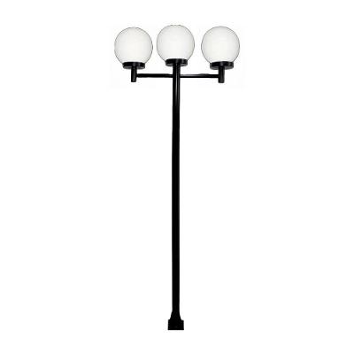 Poste Luminária Triplo Globo G Braço Reto Preto 200cm
