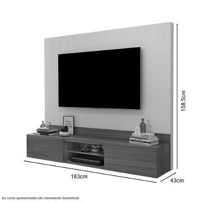Painel Para Tv 75" Com Nichos Conquest Malbec Off White