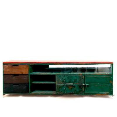Rack para Tv Loft Estilo Industrial Em Ferro 190cm Verde