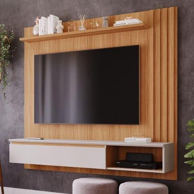 Painel Para Tv Até 60'' 100%Mdf C/ 1 Porta E Nicho Panama Plus Permobili Nature/Off White Nature