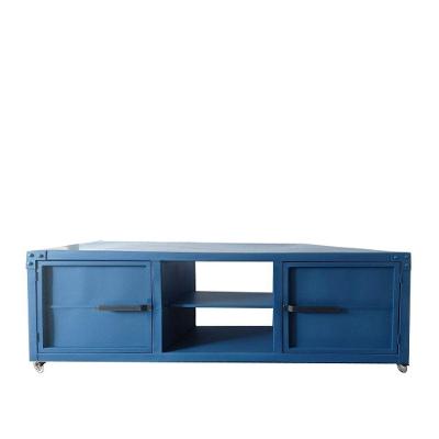 Rack para Tv Queens Estilo Industrial Em Ferro Azul 200cm