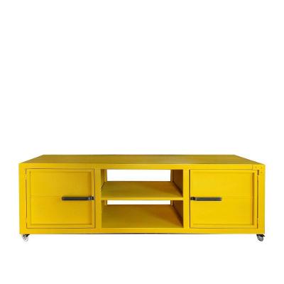 Rack para Tv Queens Estilo Industrial Em Ferro Amarelo 200cm