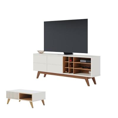 Conjunto Rack Para Tv E Mesa De Centro Isabel Off-white Freijo
