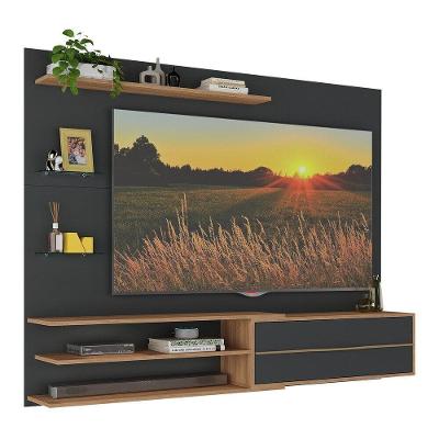 Painel Com Suporte Para Tv Até 65 Polegadas 1 Porta E Prateleiras Multimóveis Mp1073 Preto/rustic Preto/rustic