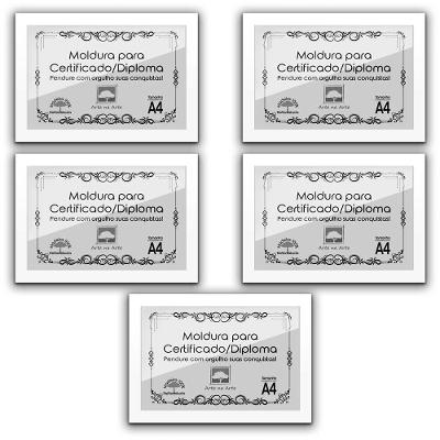 Kit 5 Certificados/Diplomas A4 Com Tela De Acetato E Mdf Titulo Moldura Branca