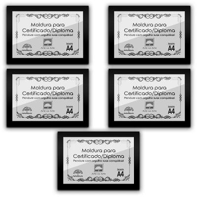 Kit 5 Certificados/Diplomas A4 Com Tela De Acetato E Mdf Titulo Moldura Preta