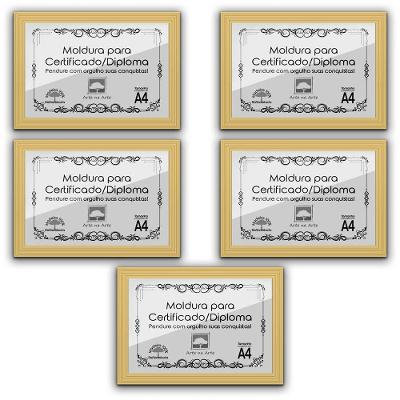 Kit 5 Certificados/Diplomas A4 Com Tela De Acetato E Mdf Titulo Moldura Marfim