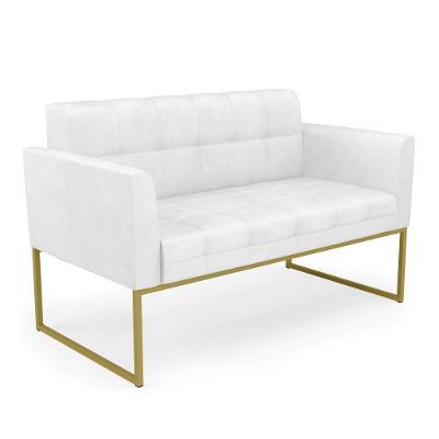 Sofá Namoradeira Elisa Corano Base Metálica Industrial Dourado - D'rossi Cor Branco
