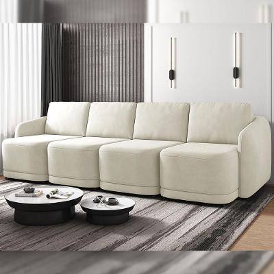 Sofá Cama Modulado Retrátil E Reclinável Decorativo Varsóvia 436cm Veludo Bege G33 - Gran Belo