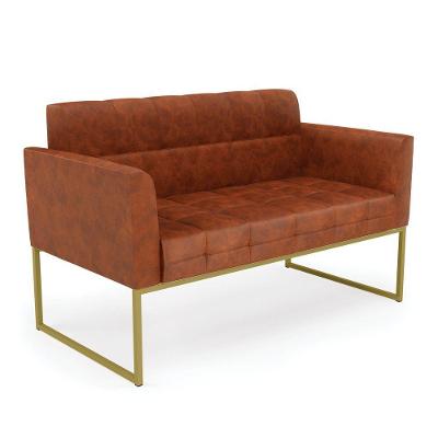 Sofá Namoradeira Elisa Corano Base Metálica Industrial Dourado - D'rossi Cor Nozes