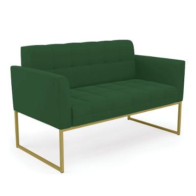 Sofá Namoradeira Elisa Veludo Base Metálica Industrial Dourado - D'rossi Cor Verde