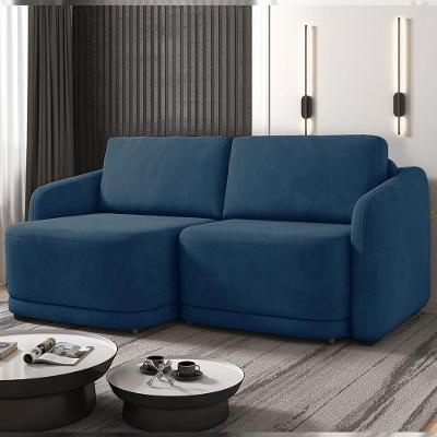 Sofá Cama Modulado Retrátil E Reclinável Varsóvia 216cm Veludo Azul Marinho G33 - Gran Belo