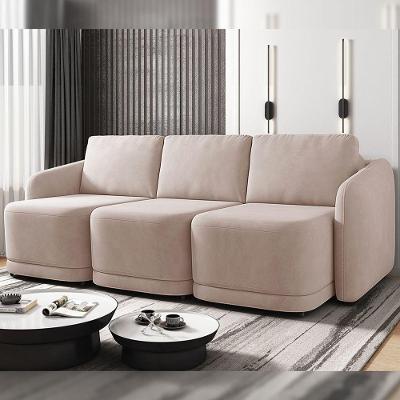 Sofá Cama Modulado Retrátil E Reclinável Decorativo Varsóvia 276cm Veludo Rosê G33 - Gran Belo