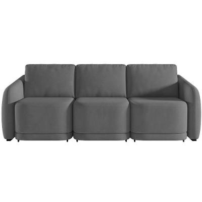 Sofá Cama Casal Para Sala 336cm Polska K04 Veludo Cinza Escuro - Mpozenato
