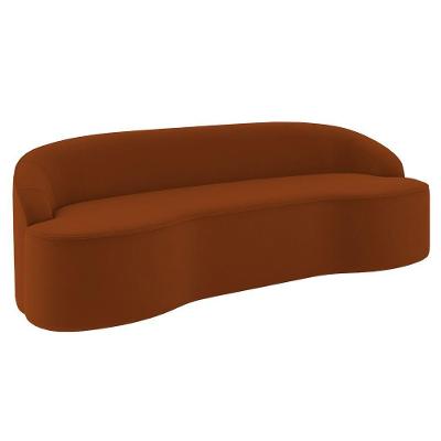 Sofá 4 Lugares Para Sala De Estar Living 260cm Theo D06 Veludo Laranja - Mpozenato