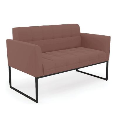 Sofá Namoradeira Elisa Veludo Base Metálica Industrial Preto - D'rossi Cor Rose