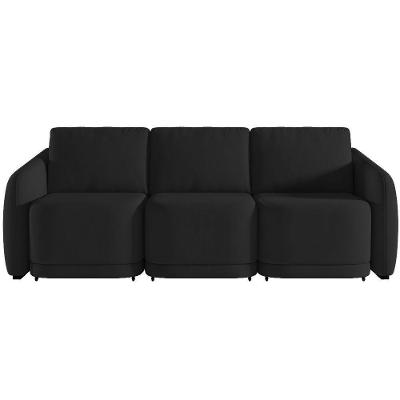 Sofá Cama Casal Para Sala 336cm Polska K04 Veludo Preto - Mpozenato