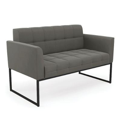 Sofá Namoradeira Elisa Suede Grafite Base Metálica Industrial Preto - D'rossi