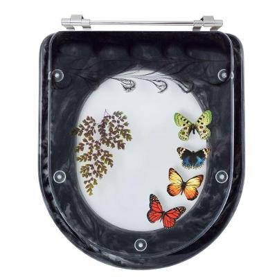 Tampa De Vaso Poliéster Decorada Borboleta Calypso Preto Para Louça Incepa