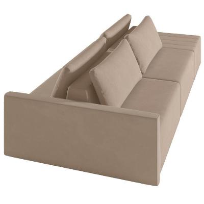 Sofá Ilha Modular Com Puff Para Sala Living 232cm Georgia K04 Veludo Bege - Mpozenato