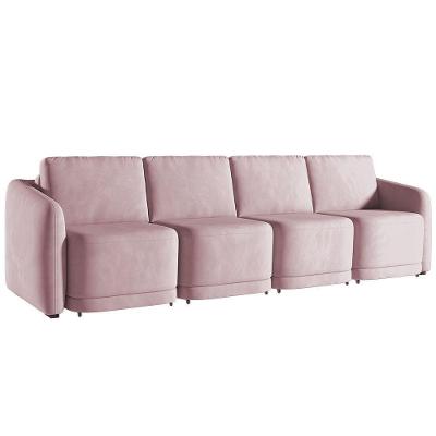Sofá Cama Casal Para Sala 396cm Polska K04 Veludo Rosê - Mpozenato