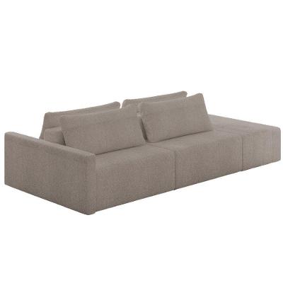 Sofá Ilha Modular Com Puff Para Sala Living 232cm Georgia K04 Bouclê Bege Escuro - Mpozenato