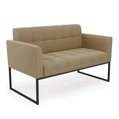 Sofá Namoradeira Elisa Suede Marrom Rato Base Metálica Industrial Preto - D'rossi