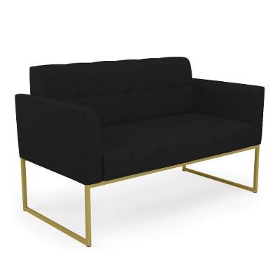 Sofá Namoradeira Elisa Linho Base Metálica Industrial Dourada - D'rossi Cor A79 Preto
