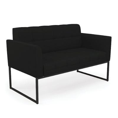 Sofá Namoradeira Elisa Linho Base Metálica Industrial Preto - D'rossi Cor A79 Preto