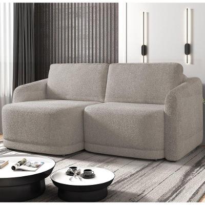 Sofá Cama Casal Para Sala 236cm Polska K04 Bouclê Bege Escuro - Mpozenato