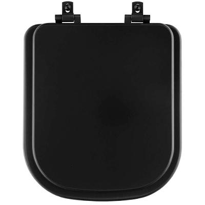 Assento Sanitário Mdf Soft Close Piano Preto Fosco Para Vaso Deca Com Ferragem Preta