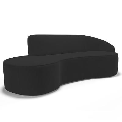 Sofá Living 4 Lugares 280cm Braço Direito Mozart D06 Veludo Preto - Mpozenato