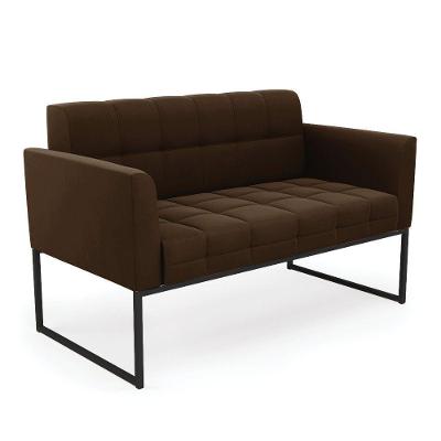 Sofá Namoradeira Elisa Suede Base Metálica Industrial Preto - D'rossi Cor Marrom