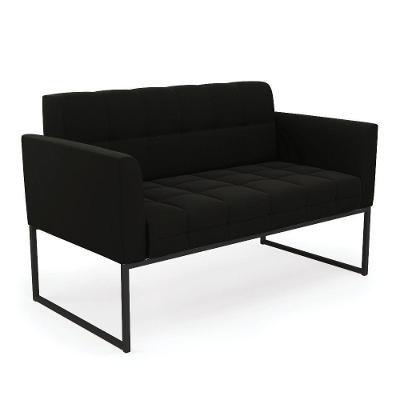 Sofá Namoradeira Elisa Suede Base Metálica Industrial Preto - D'rossi Cor Preto