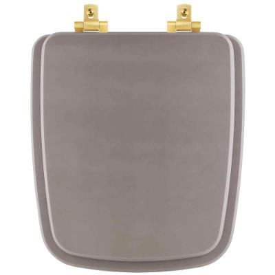 Assento Sanitário Mdf Soft Close Boss Stone (Cinza Fosco) Para Vaso Incepa Com Ferragem Dourada