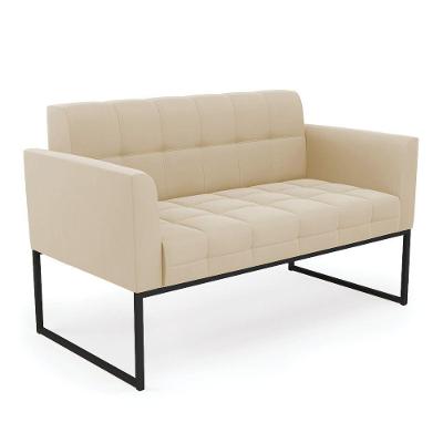 Sofá Namoradeira Elisa Suede Base Metálica Industrial Preto - D'rossi Cor Bege