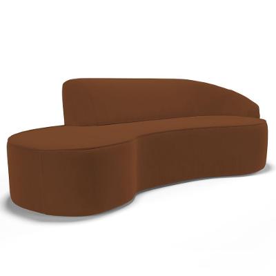Sofá Living 2 Lugares 180cm Braço Direito Mozart D06 Veludo Telha - Mpozenato