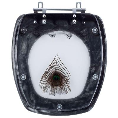 Tampa De Vaso Poliéster Decorada Pena De Pavão Fit Preto Para Louça Celite
