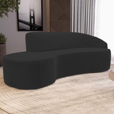 Sofá Living 4 Lugares 300cm Braço Direito Mozart D06 Veludo Preto - Mpozenato
