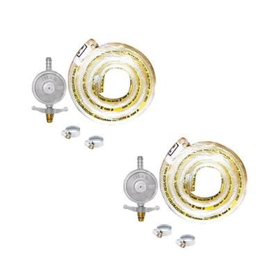 2 Kit Gás Bp 1kg Completo (válvula, Mangueira 1,25m E 2 Abraçadeiras) - Imar