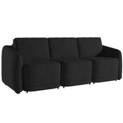 Sofá Cama Casal Para Sala 306cm Polska K04 Veludo Preto - Mpozenato