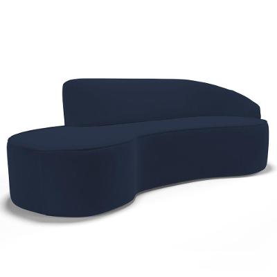 Sofá Living 3 Lugares 260cm Braço Direito Mozart D06 Veludo Azul - Mpozenato