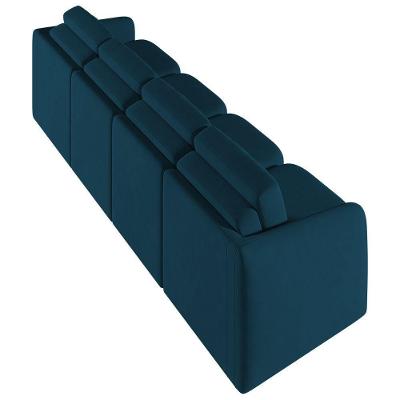 Sofá Cama Casal Para Sala 396cm Polska K04 Veludo Azul - Mpozenato