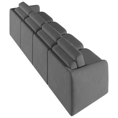 Sofá Cama Casal Para Sala 356cm Polska K04 Veludo Cinza Escuro - Mpozenato