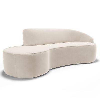 Sofá Living 3 Lugares 230cm Braço Direito Mozart D06 Veludo Bege - Mpozenato